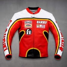 New Barry Sheene Motorcycle Leather Racing Jacket Men Biker Motorsports Armor Ce