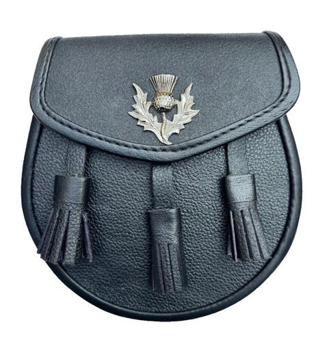 Black leather scottish - black, kilt