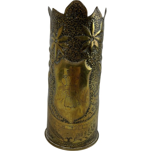 Wwi brass trench art vase - brass,