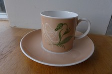 Attractive vintage Susie Cooper Flower Motif coffee can and matching saucer