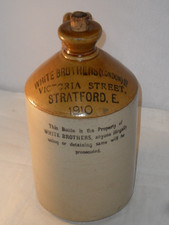 Antique Stoneware Flagon White Brothers London Victoria Street Stratford E c1910