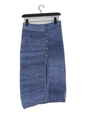 Sessun Women's Midi Skirt M Blue Cotton with Wool Midi Straight & Pencil