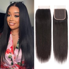Straight HD Lace Closure Human Hair Extensions 100% Unprocessed Human Hair Fr...