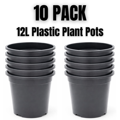 12l black plastic plant - plant, pots