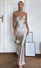 ZARA NEW WOMAN MIDI STRAPPY SATIN CAMISOLE DRESS Backless Neutral Maxi Gown S 