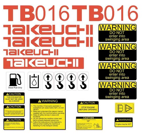 Takeuchi tb016 decals repro - decals,