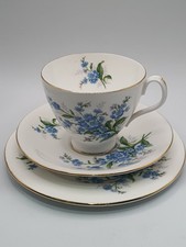 ROYAL ALBERT 'FORGET-ME-NOT' BONE CHINA TEA CUP SAUCER SIDE PLATE TRIO -1