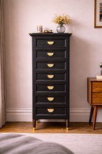 Modern Black Tallboy Chest of