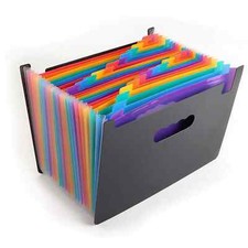 24 Pockets A4 Expanding File Document Organiser Multicolour Foolscap Folder