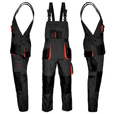 NEW Bib & Brace Overalls Mens Work Trousers Knee Pad Dungarees Multi Pocket UK