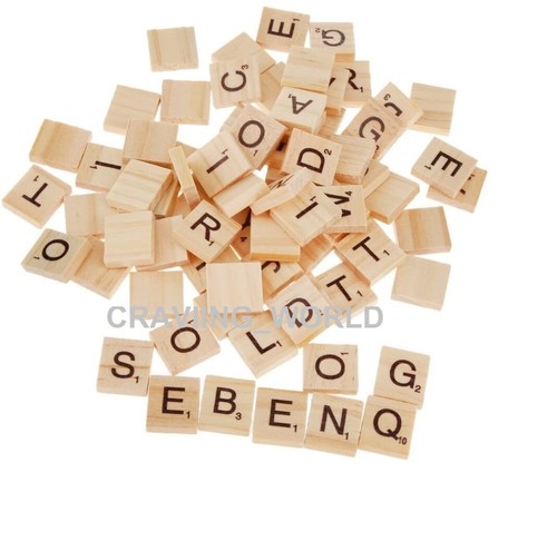 100 wooden scrabble - scrabble, tiles