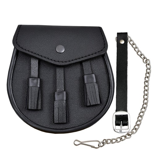 Scottish black leather - black, kilt
