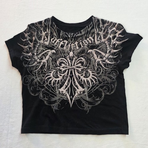 Affliction black graphic crop - graphic,