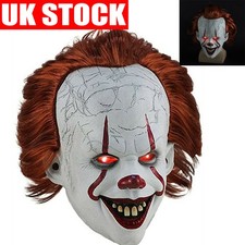 Halloween Pennywise LED Mask Latex IT Clown Full Head Scary Fancy Cosplay Horror