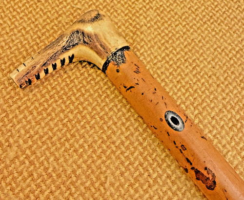 Antique antler handle walking - antique,