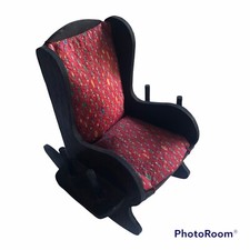 Vtg Wood Rocking Chair with Upholstered Seat and Back Rest 6x6x6”