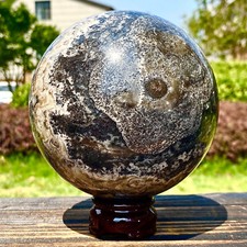 5.72LB Natural zebra stone agate crystal mineral quartz ball decoration