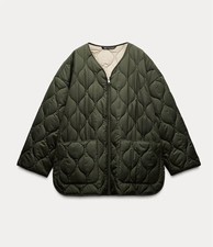 zara oversized khaki quilted