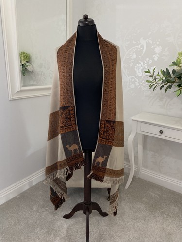 Camel egyptian woven shawl - woven,