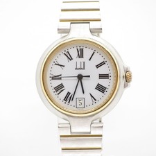 Dunhill Millennium Men's Watch Used Vintage Roman Date Silver Gold White Dial