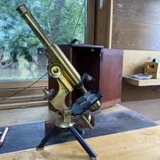 Antique W. Watson & Sons Ltd - Brass Microscope - circa 1920 Cased