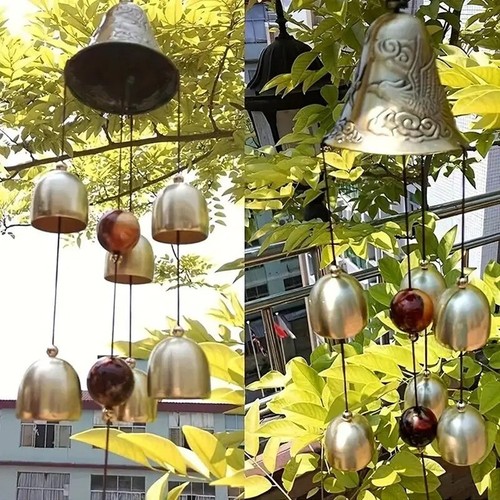 Large copper bells hanging - large,