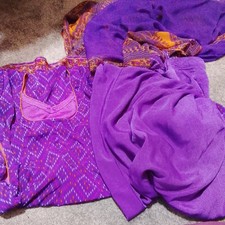 Used Suit Punjabi Women Salwar Kameez  With Scarf Purple Multi. Size In Pics.