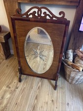Vintage Wood Mirror Glass Decorative Fire Screen Guard Room Wooden Carved 89cm
