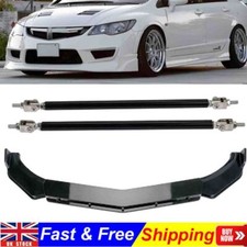 Front Bumper Lip Splitter Spoiler + 2Strut Rods For Honda Civic FN2 Type R