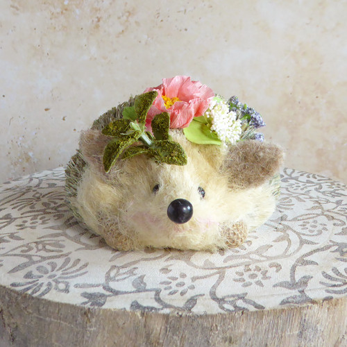 Rustic hedgehog ornament with - rustic,
