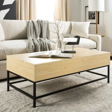 SAFAVIEH Gina Contemporary Lift Top Coffee Table | Light Oak / Black |
