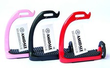 PEACOCK STIRRUPS HORSE EQUESTRIAN SAFETY IRON FILLIS STIRRUPS BLK/PINK/RED/BLUE