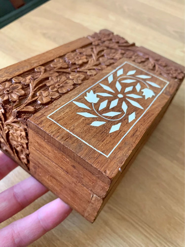 Hand carved wooden - box, with