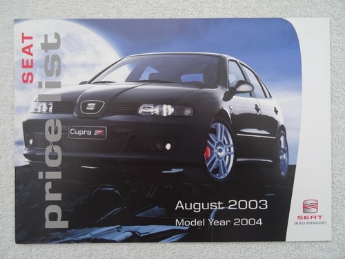 Seat price list - seat, 2003/4