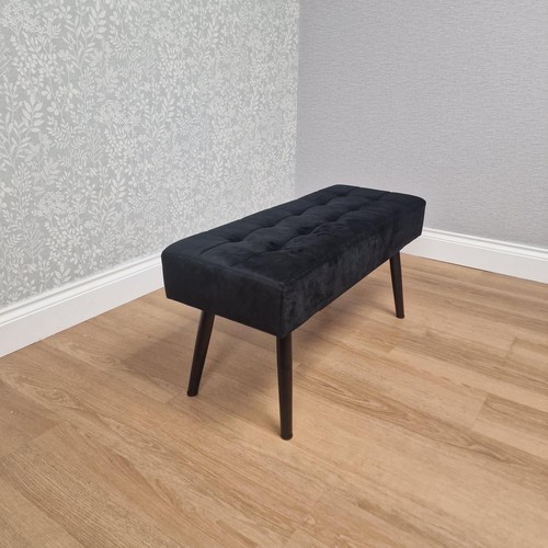 Black velvet dining bench - black,