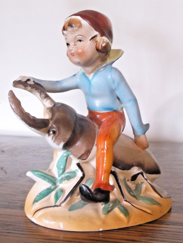 Vintage pixie elf riding stag - pixie,