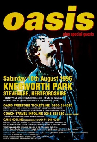 Oasis knebworth park 1996 - knebworth,