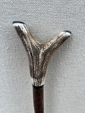 Red Deer Antler Walking Hazel Thumb Stick  No.21