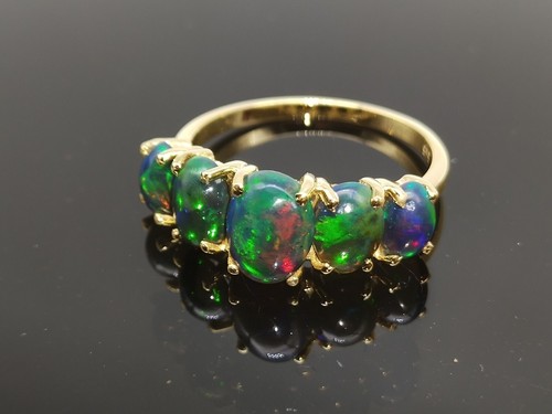 Black opal ring 14k - black,