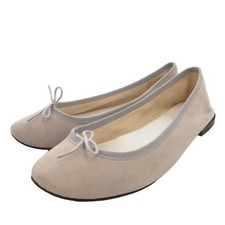 Repetto Flat Pumps Ballet Shoes Suede Leather Gray Ribbon /Ff