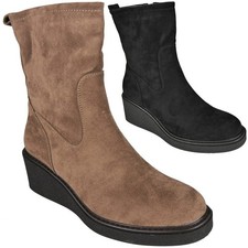 Wedge Boots Shoes Mid Calf