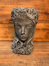 STONE GARDEN LARGE FEMALE GIRL LADY WITH LEAVES PLANTER PLANT POT ORNAMENT