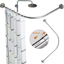 L Shaped Corner Shower Curtain Rail Adjustable 304 Stainless Steel Curved Rod