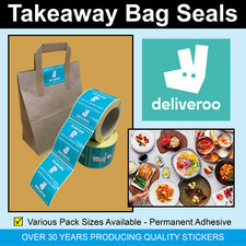 Deliveroo Takeaway Paper / Plastic Bag / Pizza Box Seals - Labels / Stickers