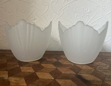 PAIR Frosted White Glass Tulip