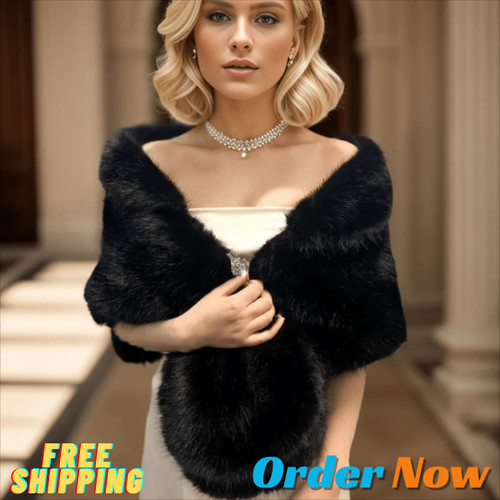 Women faux fur shawl thicken - fur,