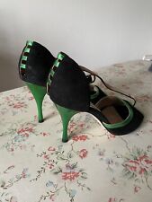 Comme Il Faut Tango Shoes Size 5/38 Black With Green Heels And Trim