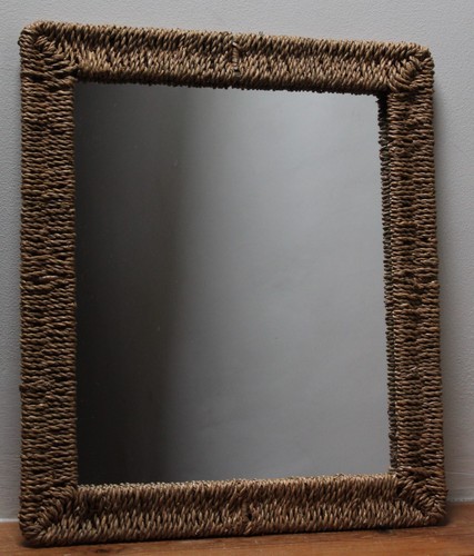 Rattan framed wall mirror boho - rattan,