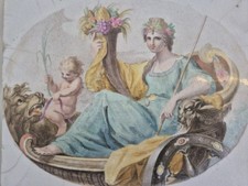 C1880 Hand painted ceramic tile depicting "EARTH" by Giovanni Battista Cipriani