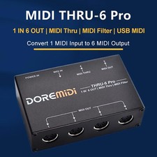 DOREMiDi THRU-6 Pro MIDI Box 1-in 6-out MIDI Splitter Converter MIDI Interface